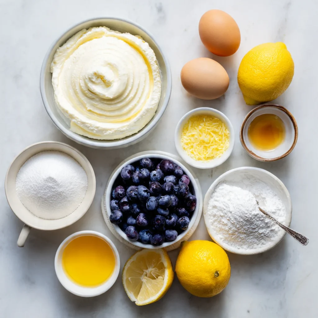 Ingredients for citrus berry burnt cheesecake