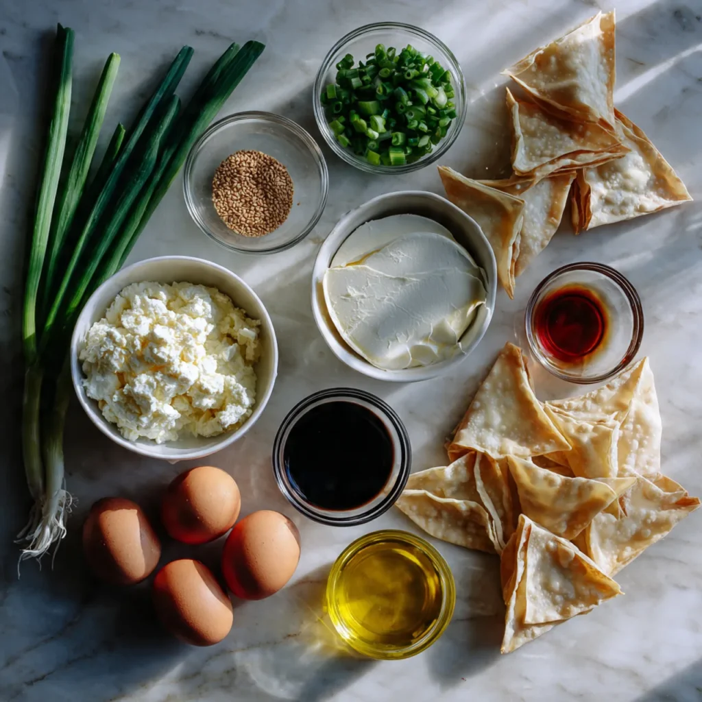 Ingredients for crispy crab rangoon