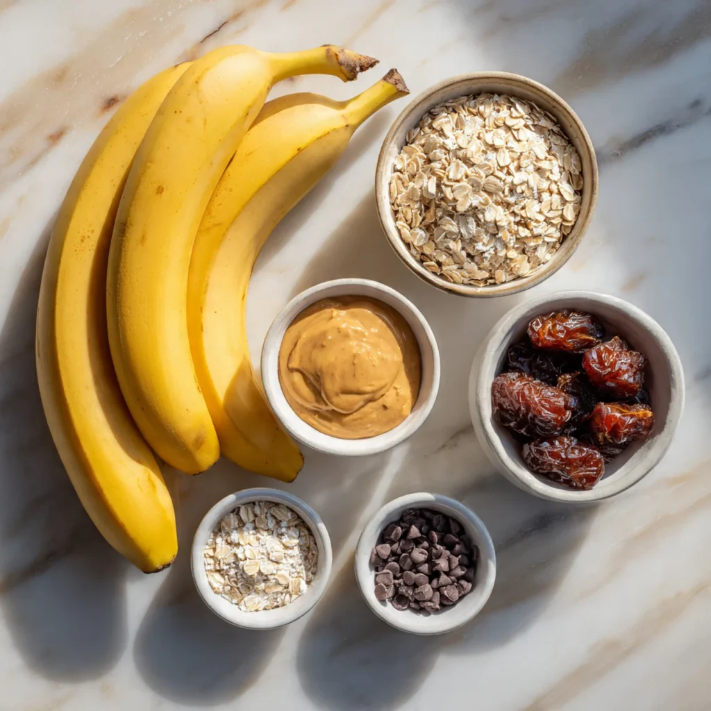 Ingredients for gluten-free banana peanut butter bites