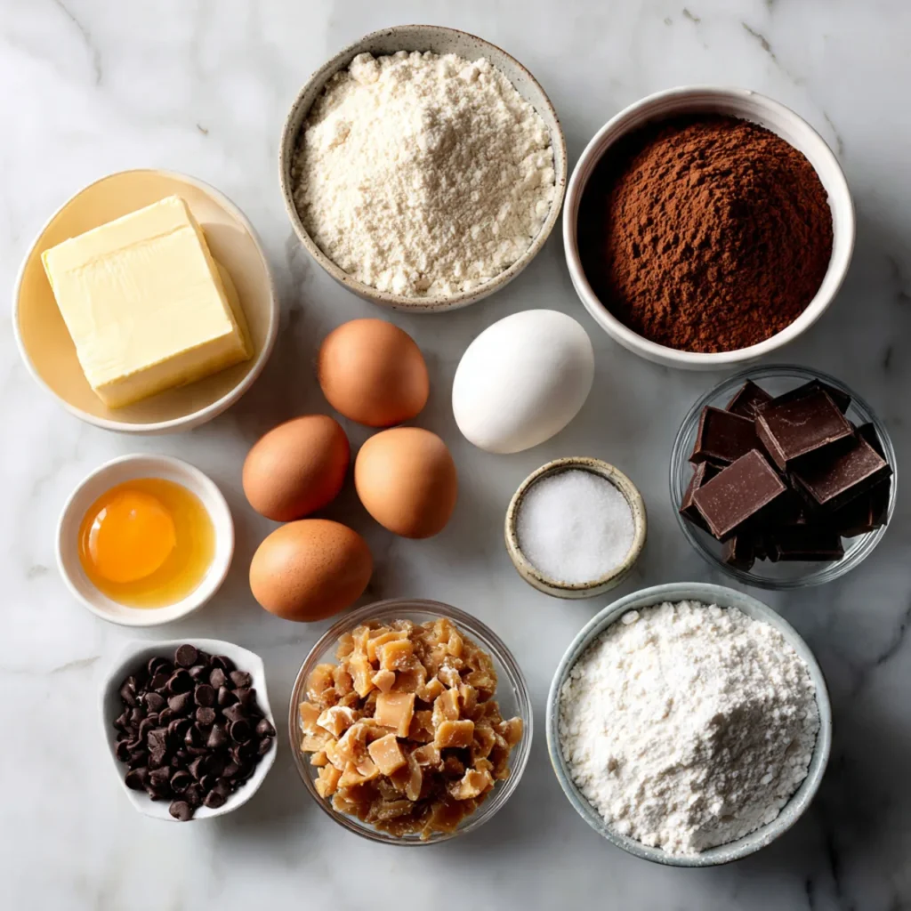 Slice of gooey brownie pie on plate