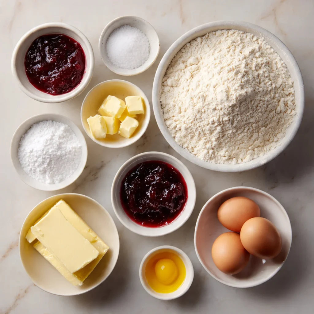 Ingredients for Jammie Dodger Cookies