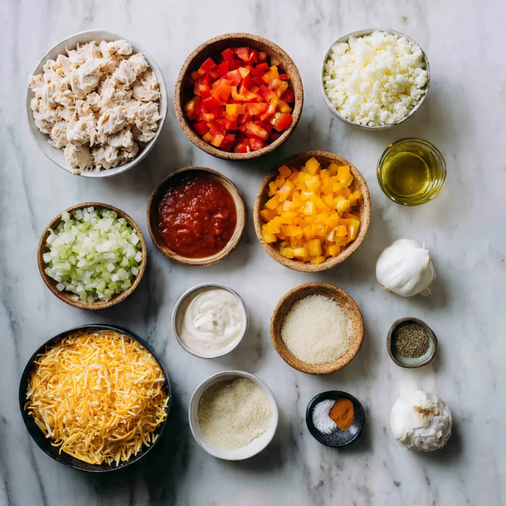 Ingredients for low carb chicken taco casserole