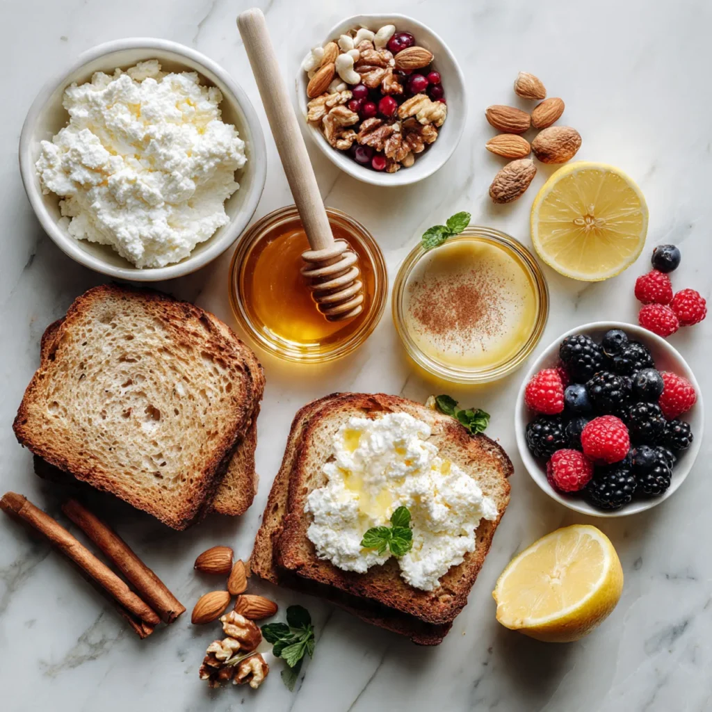 Easy Sweet Ricotta Toast for Breakfast or Brunch 9 Sweet ricotta toast topped with fresh berries and honey