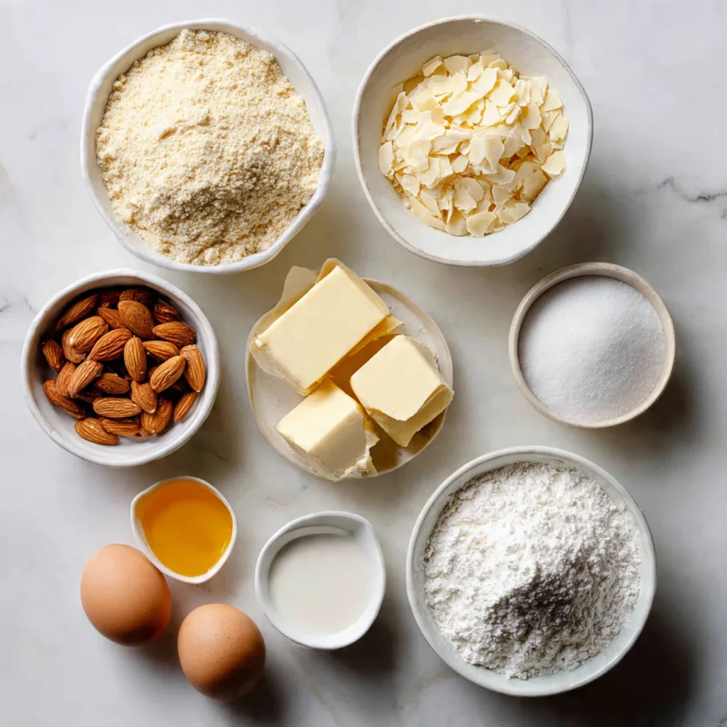 Ingredients for almond kringle recipe