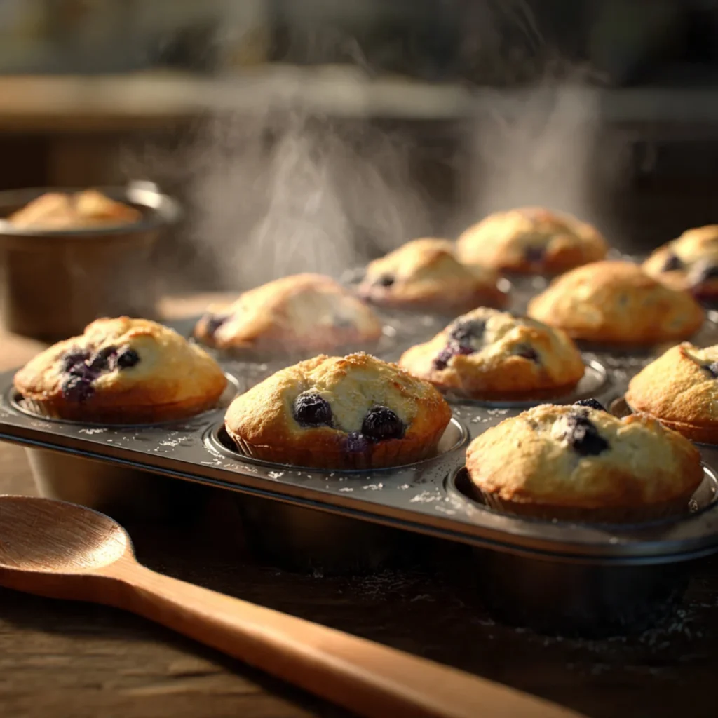 Blueberry Cream Cheese Muffins – Easy, Fluffy, and Family-Friendly 10 Baking blueberry cream cheese muffins in oven