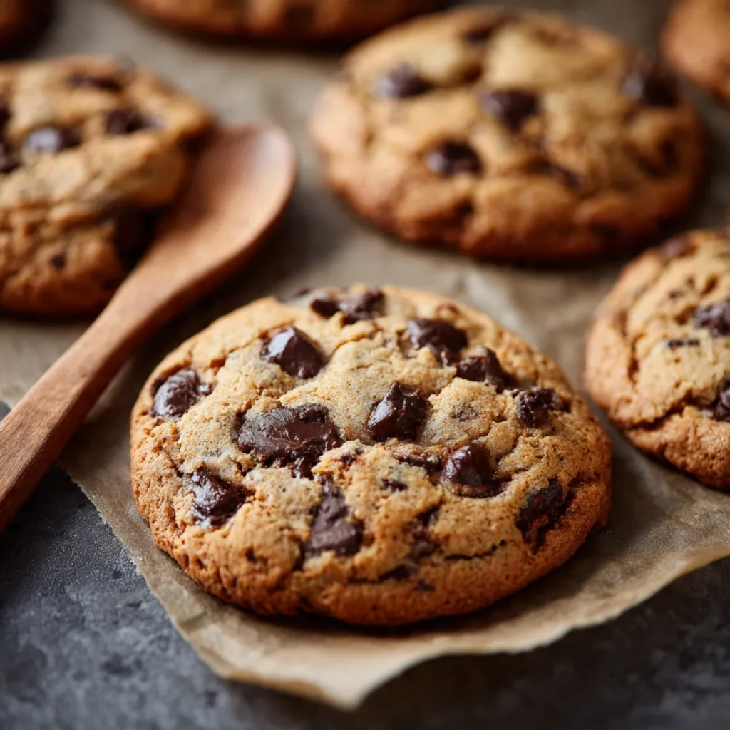 Baking brown butter chocolate chip cookies in the oven