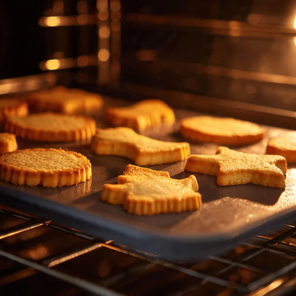 Baking Danish Butter Cookies Classic in oven