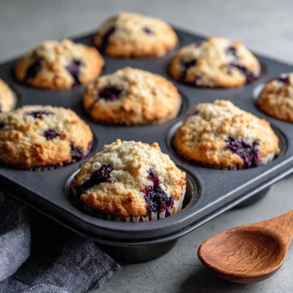 Baking healthy blueberry cottage cheese muffins