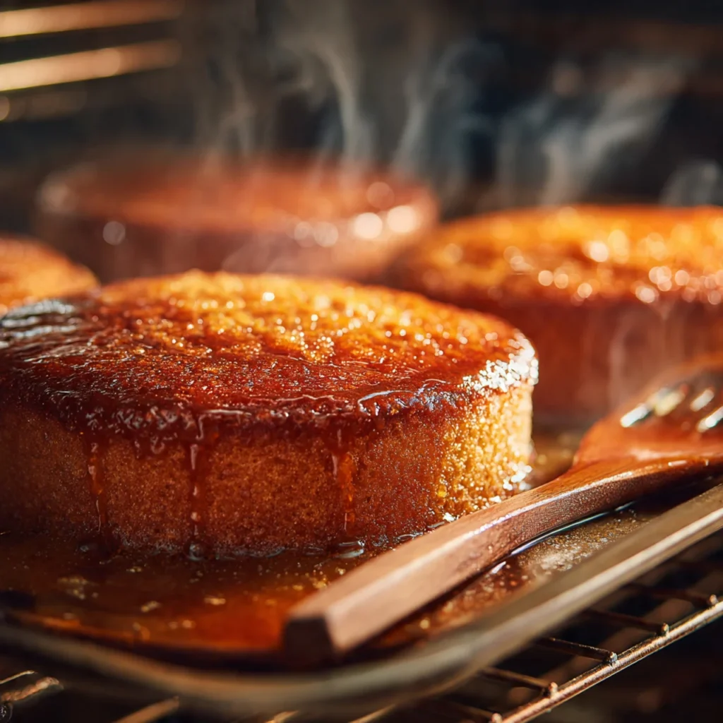 Moist Caramel Cake with Buttercream – Old School Recipe Made Easy 10 Baking moist caramel cake layers in oven