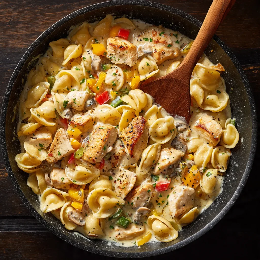 Cajun Chicken Shellbows Pasta – Easy Creamy Weeknight Recipe 10 Cooking Cajun Chicken Shellbows Pasta in skillet