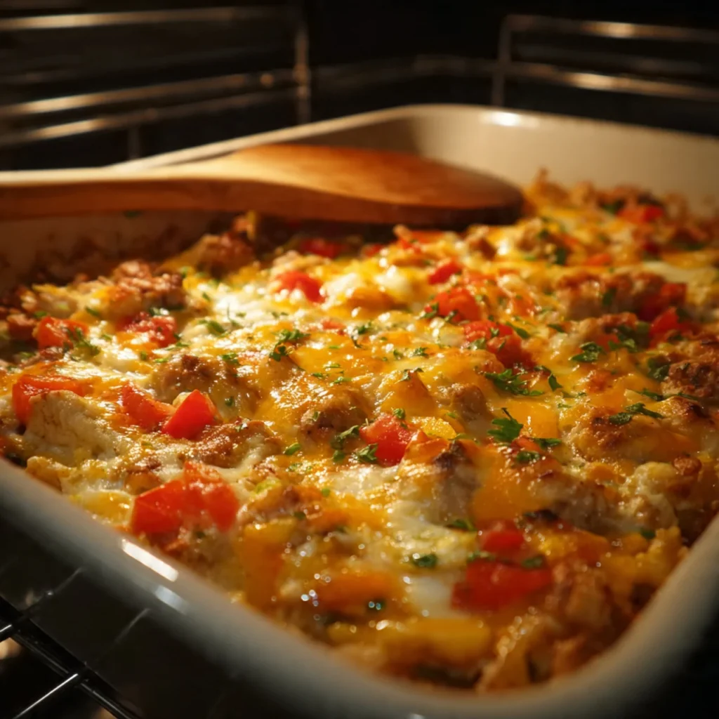 Cooking low carb chicken taco casserole in oven