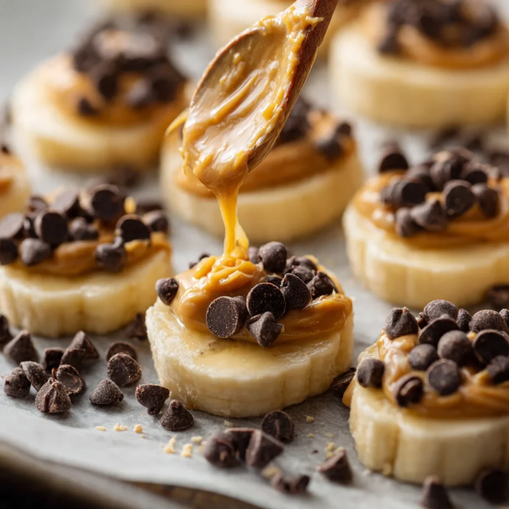 Assembling frozen peanut butter banana bites