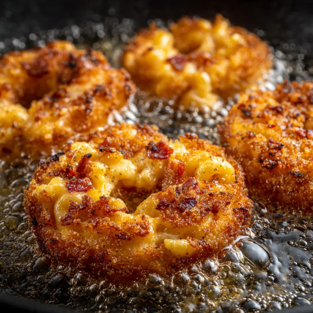 mid preparation shot of cheesy bacon mac burger