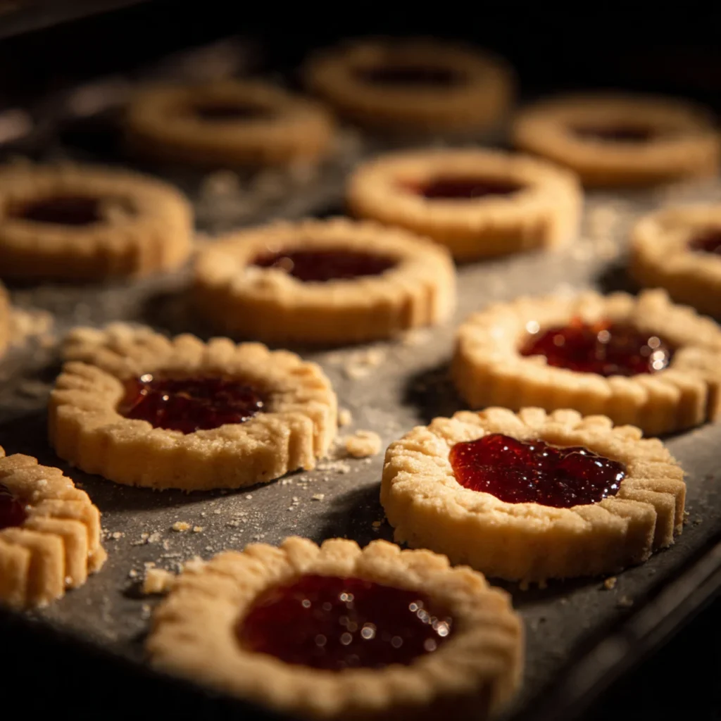 Baking Jammie Dodger Cookies in oven