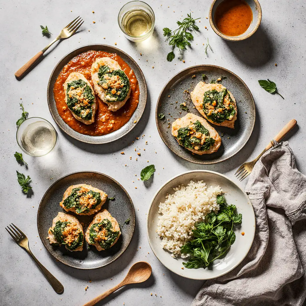 Cooking garlic spinach stuffed chicken in the oven