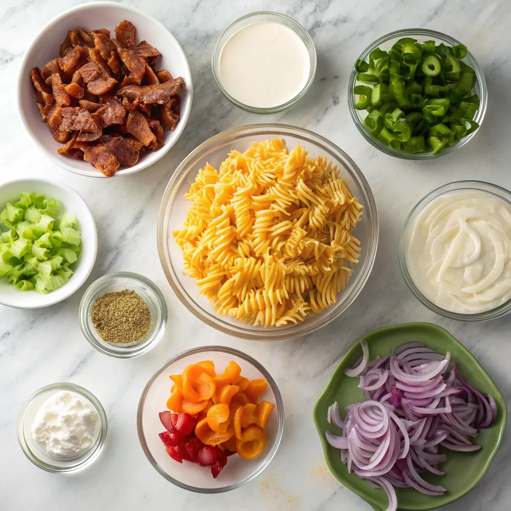 Creamy Bacon Cheddar Ranch Pasta Salad That’s Quick and Easy 9 Ingredients for creamy bacon cheddar ranch pasta salad