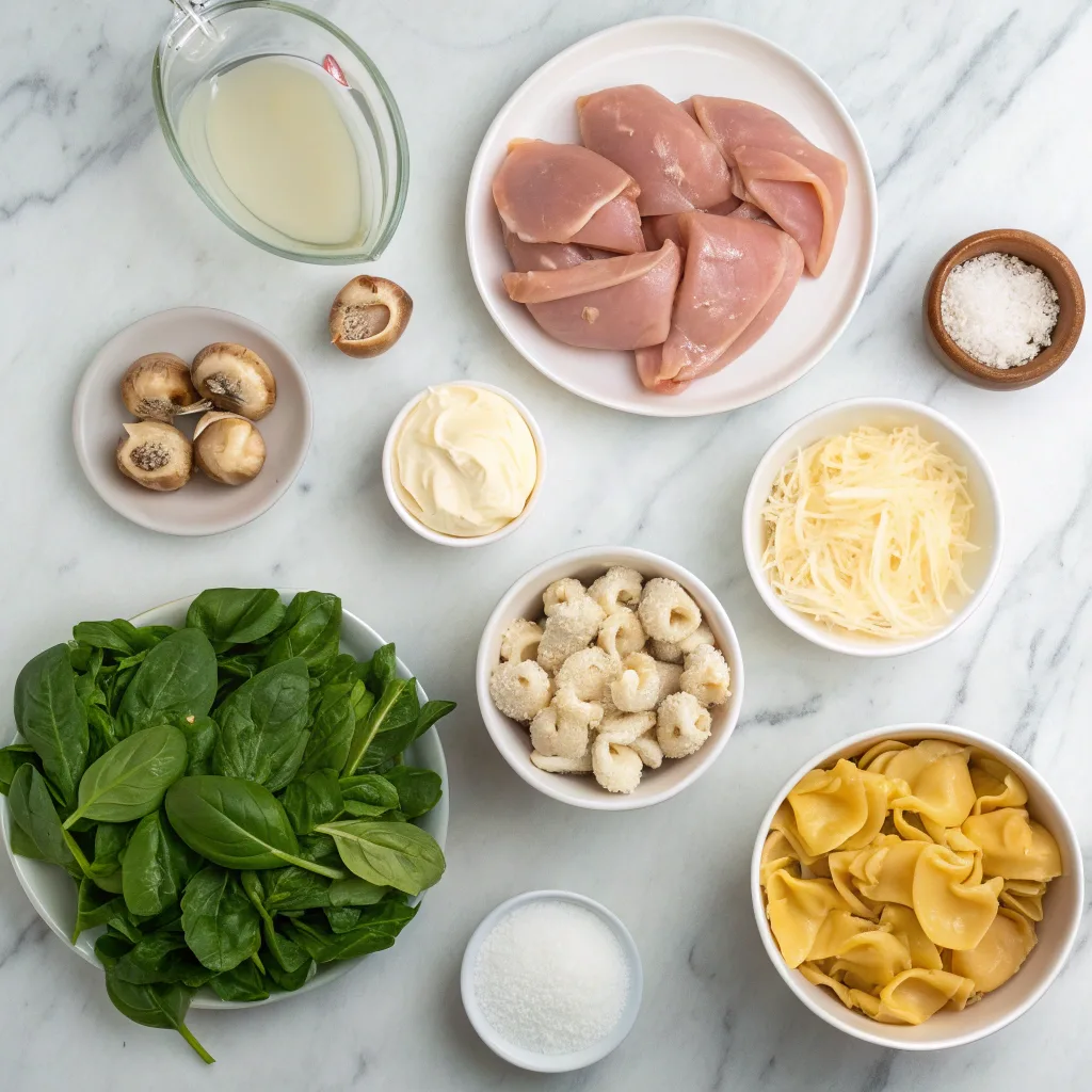 Ingredients for CrockPot Chicken Tortellini
