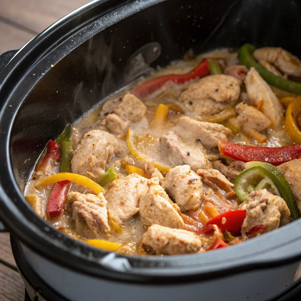 Cooking crockpot chicken fajitas