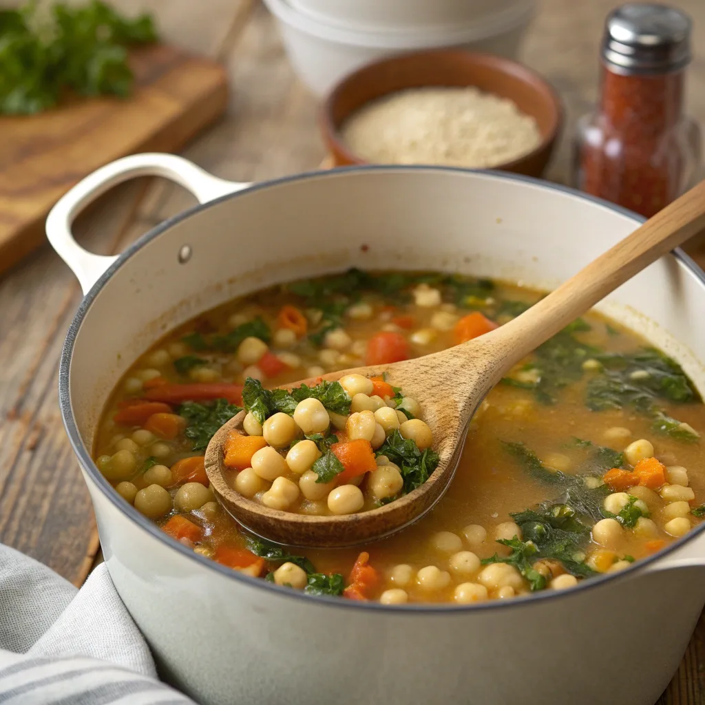 Tuscan Chickpea Soup with Kale – Hearty and Healthy 10 Cooking Tuscan chickpea soup in pot