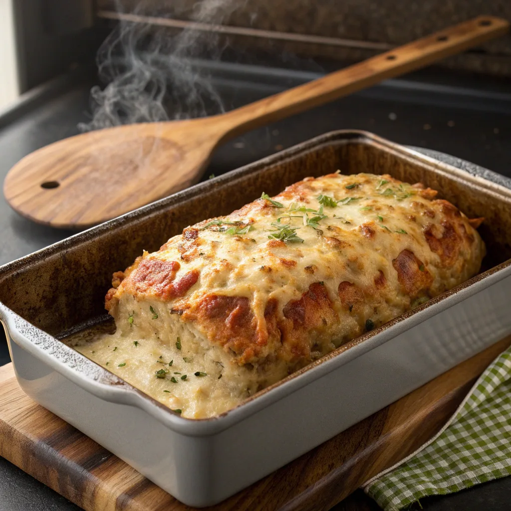 Baking Parmesan Chicken Meatloaf in loaf pan