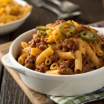Crockpot Ground Beef Sloppy Joe Pasta Bake – Comfort Food Made Easy 12 Crockpot Ground Beef Sloppy Joe Pasta served hot