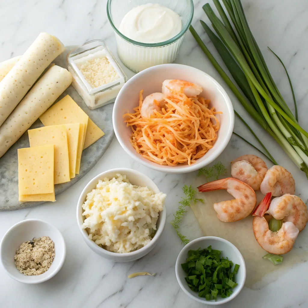 Ingredients for crab shrimp queso