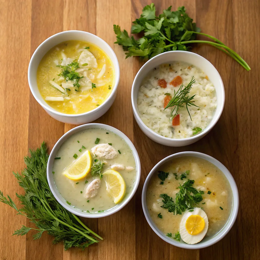 Variations of Greek lemon chicken soup