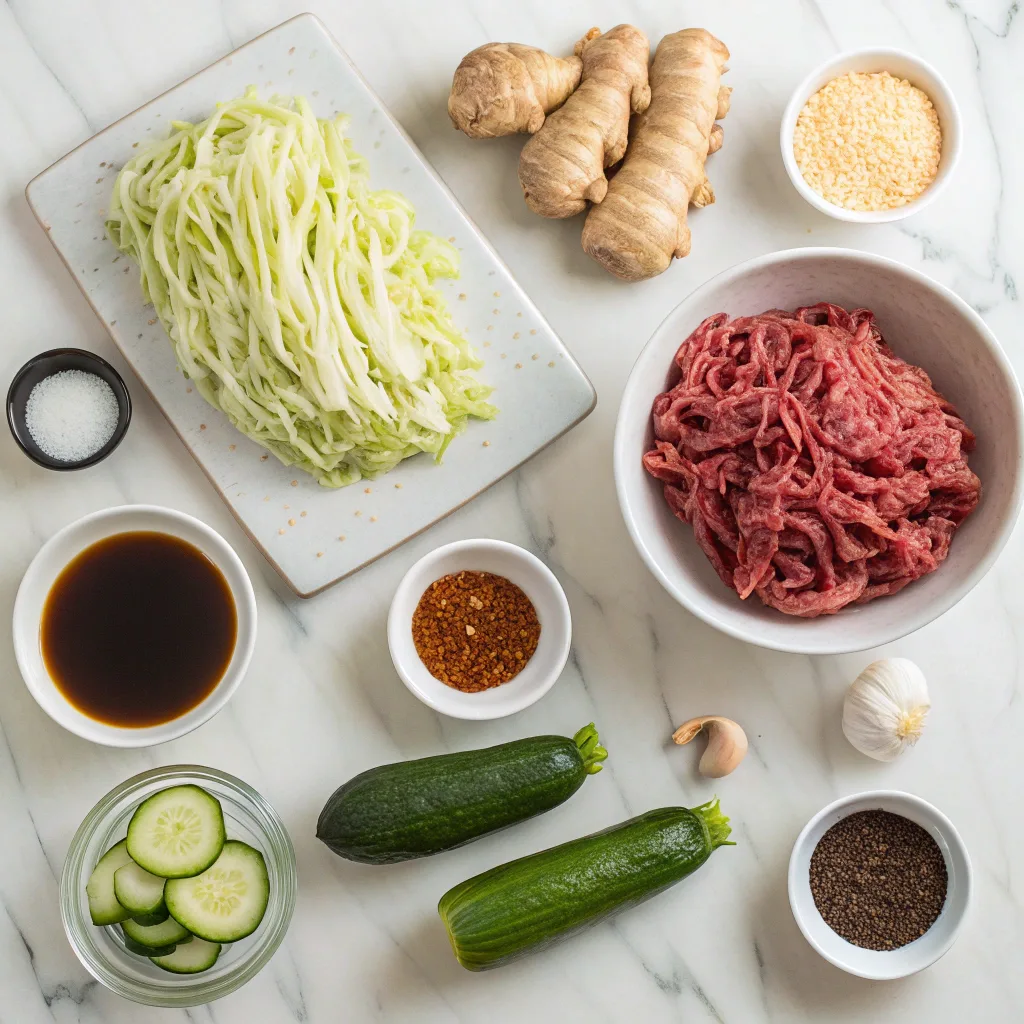 Ingredients for Mongolian ground beef and cabbage