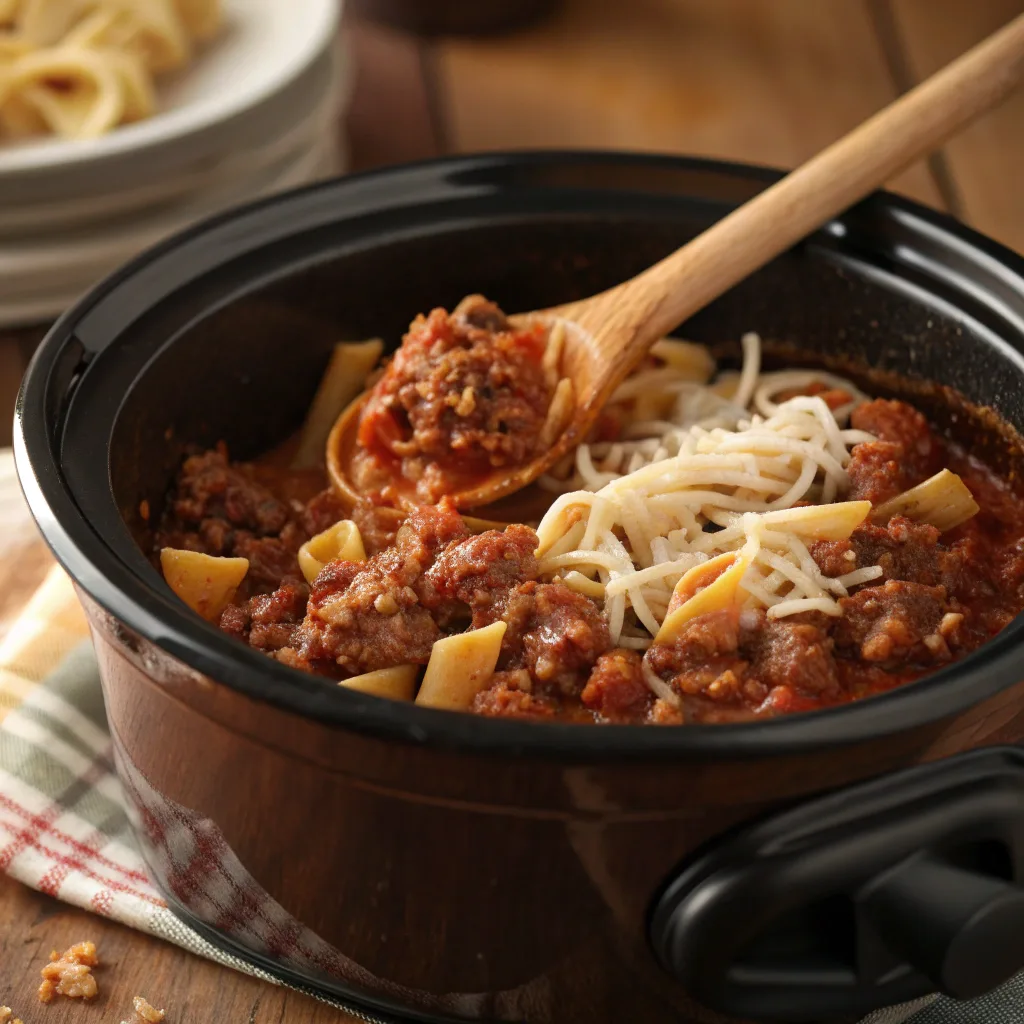 Crockpot Ground Beef Sloppy Joe Pasta Bake – Comfort Food Made Easy 10 Cooking Crockpot Ground Beef Sloppy Joe Pasta in slow cooker