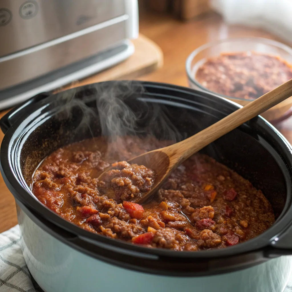 Slow cooker cooking crockpot chili