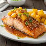 Mango teriyaki salmon glazed with sweet sauce