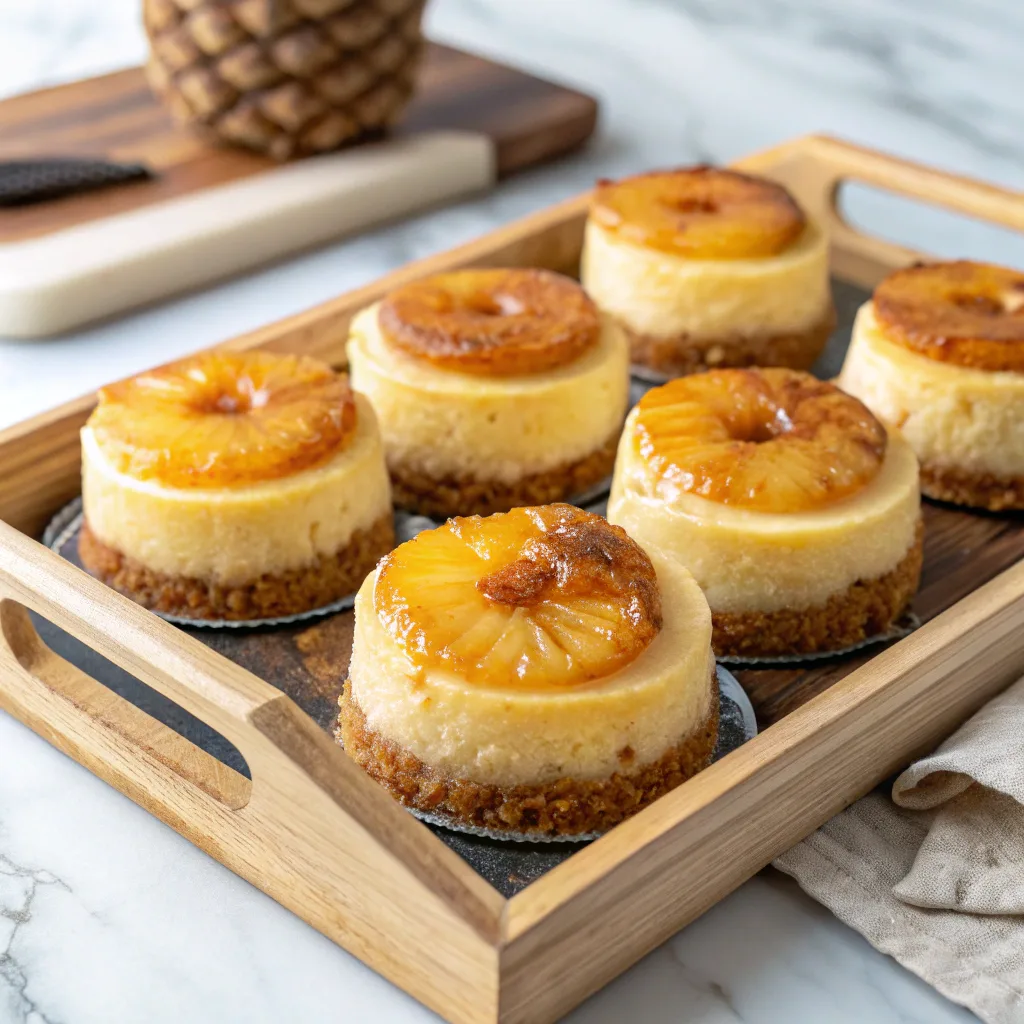 Mini pineapple upside-down cheesecake served in a bowl