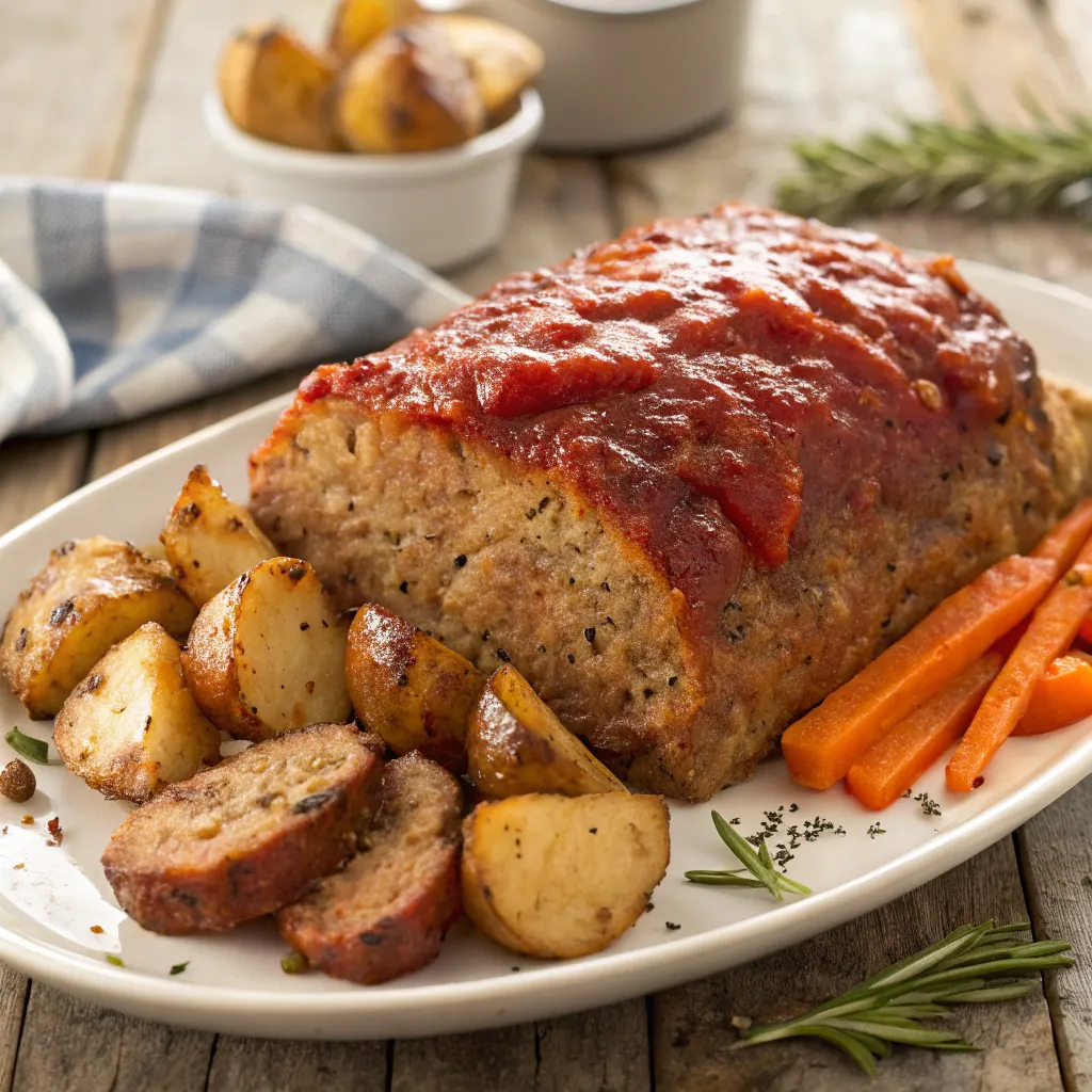 Juicy slow cooker meatloaf slice with gravy
