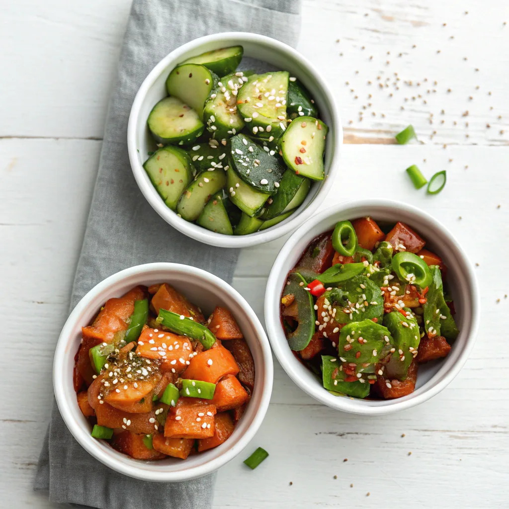 Korean Cucumber Salad Recipe – Quick, Sweet, and Spicy Side Dish 11 Three versions of Korean cucumber salad