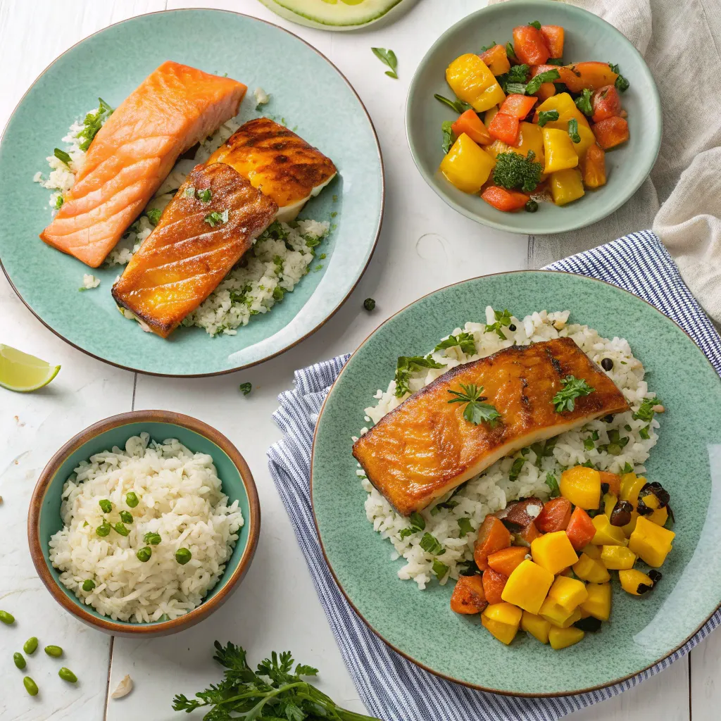 Variations of mango teriyaki salmon