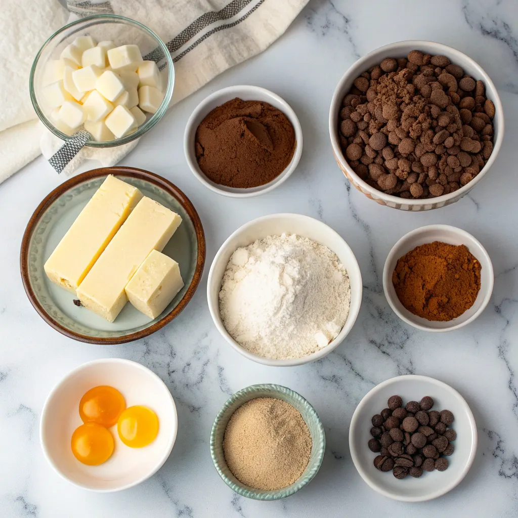 Ingredients for fudgy chewy brookies
