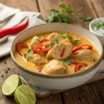 Spicy Brazilian coconut chicken served over rice