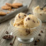Chocolate chip cookie dough ice cream in a bowl