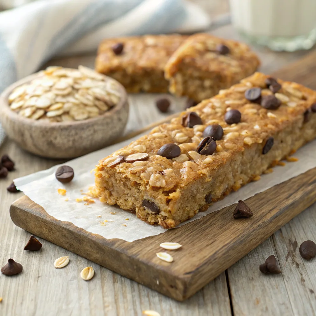 Banana oatmeal bars close-up