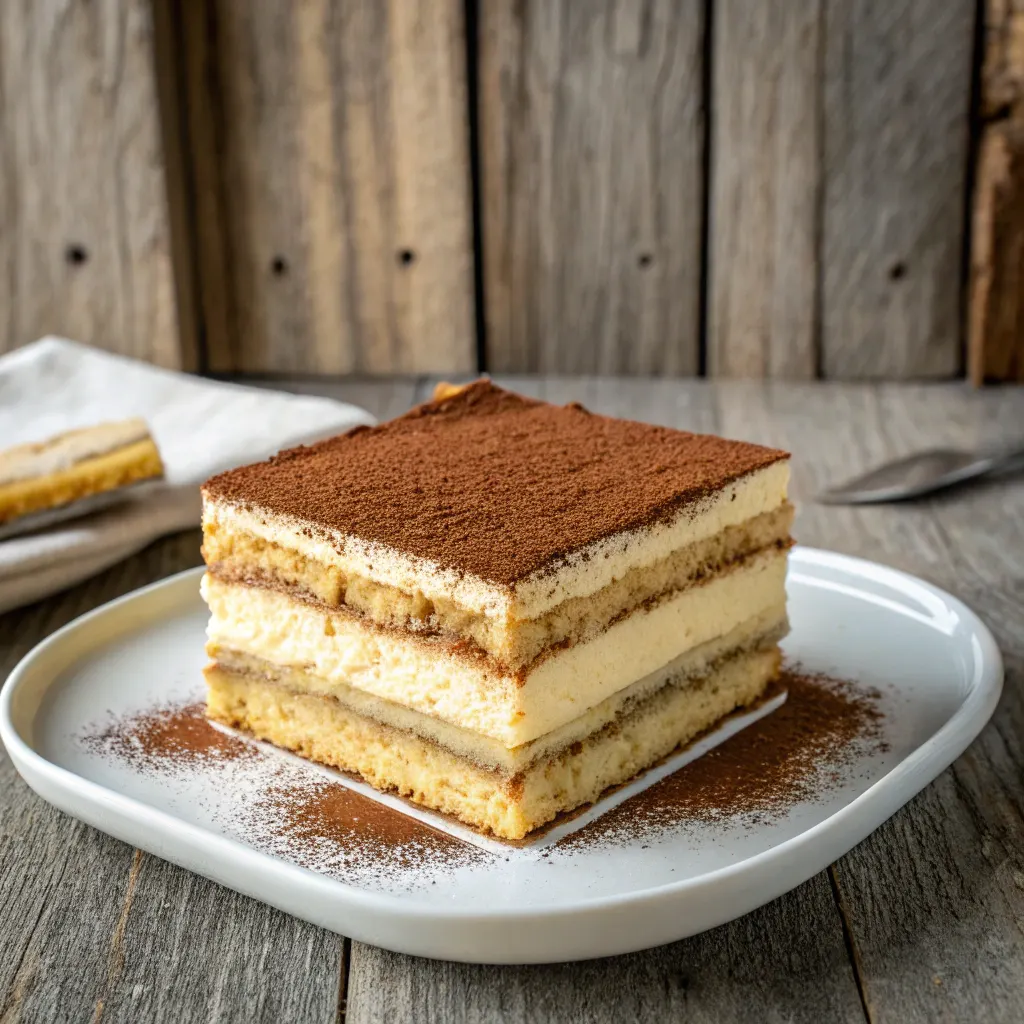 Shortbread tiramisu slice with mascarpone layers