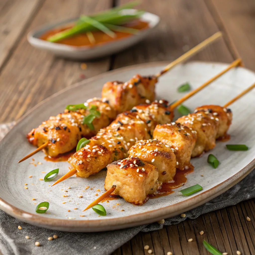 Bang bang chicken skewers with creamy sweet chili sauce