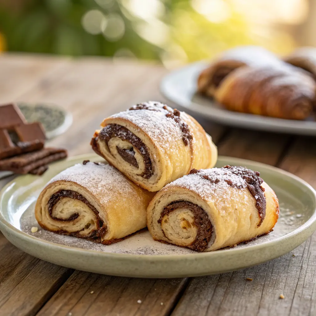 Chocolate babka rugelach on plate