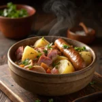 Dublin Coddle served in a rustic bowl