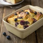 Blueberry Bread Pudding square served warm
