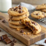 Stack of caramel chocolate chip cookies