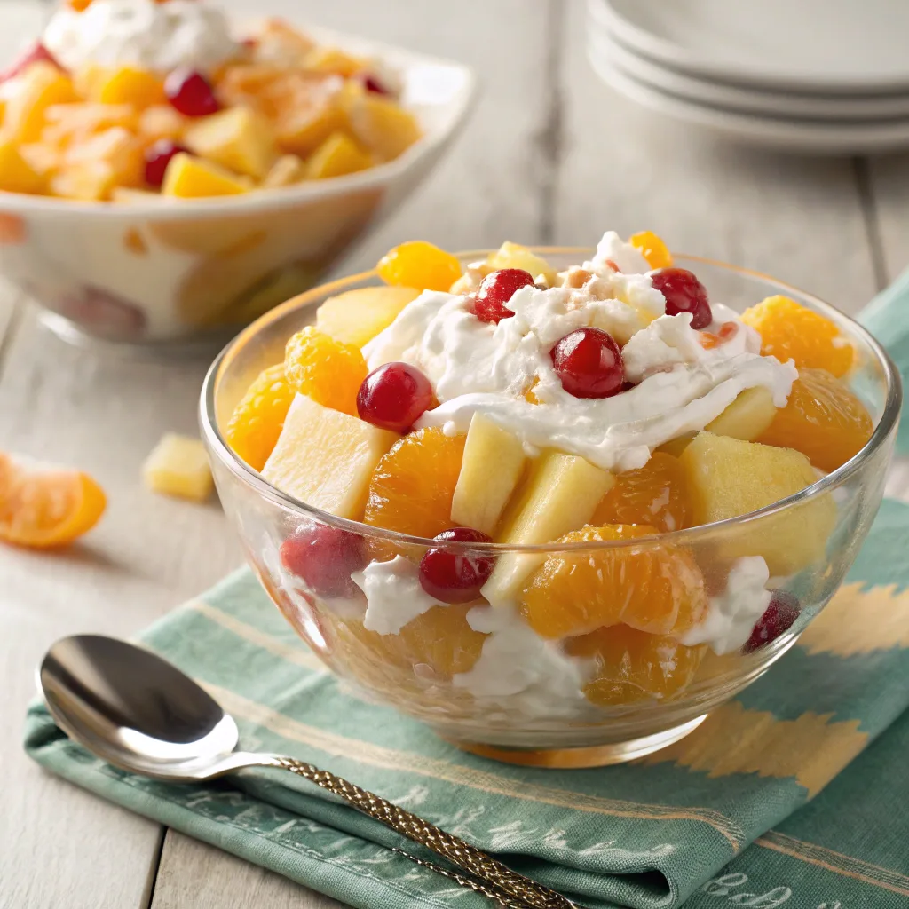 Hawaiian Fruit Salad in glass bowl