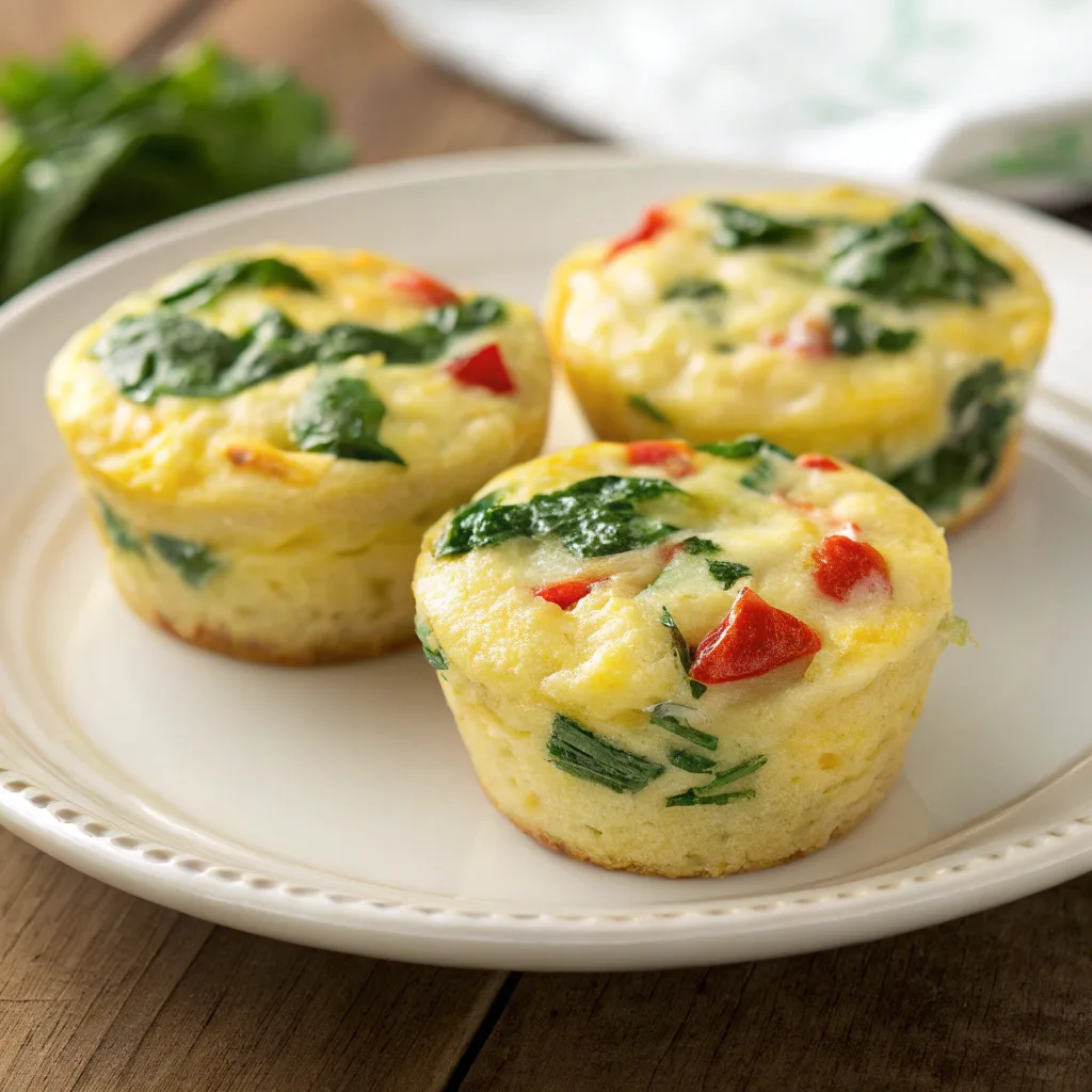 Cottage cheese egg bites with spinach and peppers