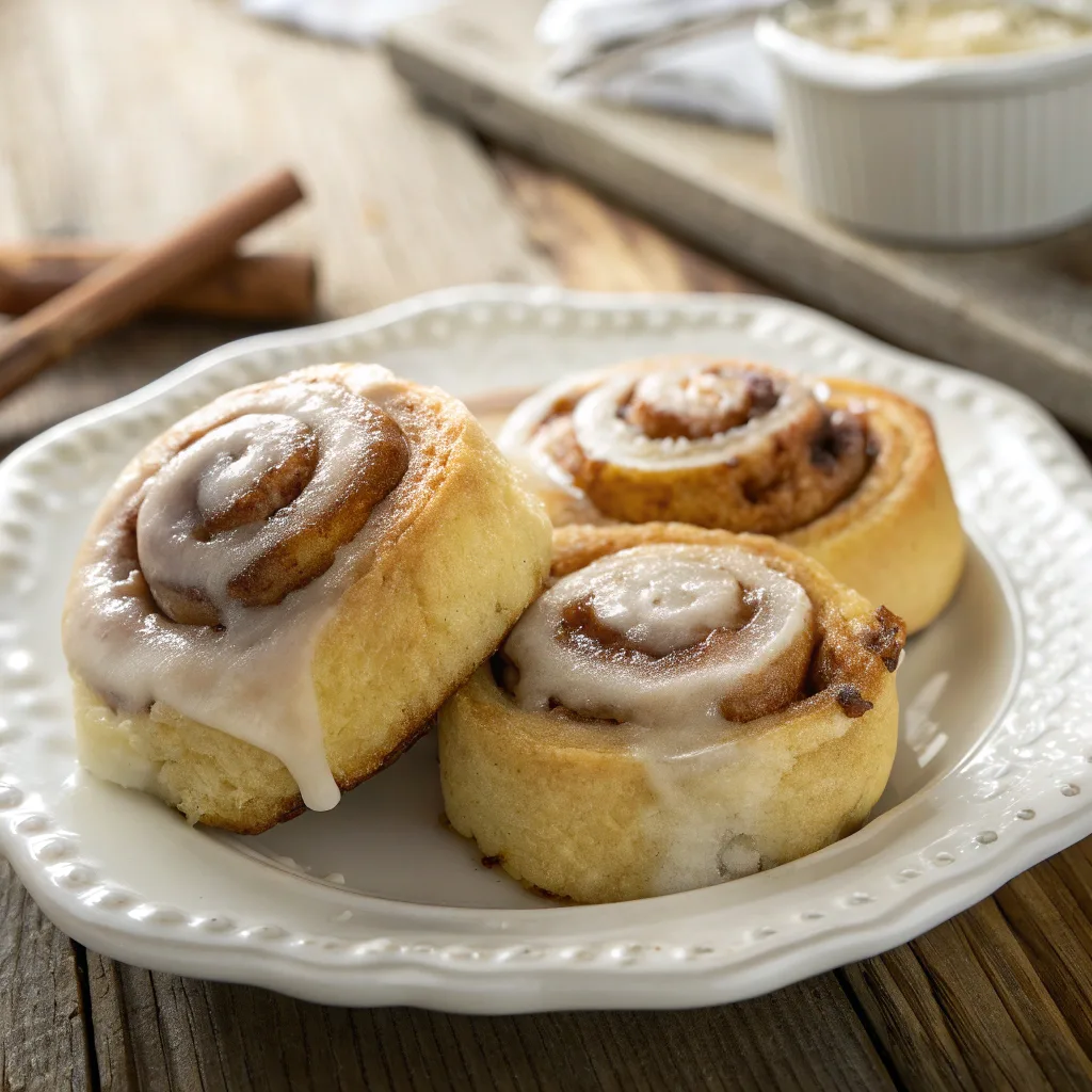 Easy Bisquick Cinnamon Rolls with vanilla glaze