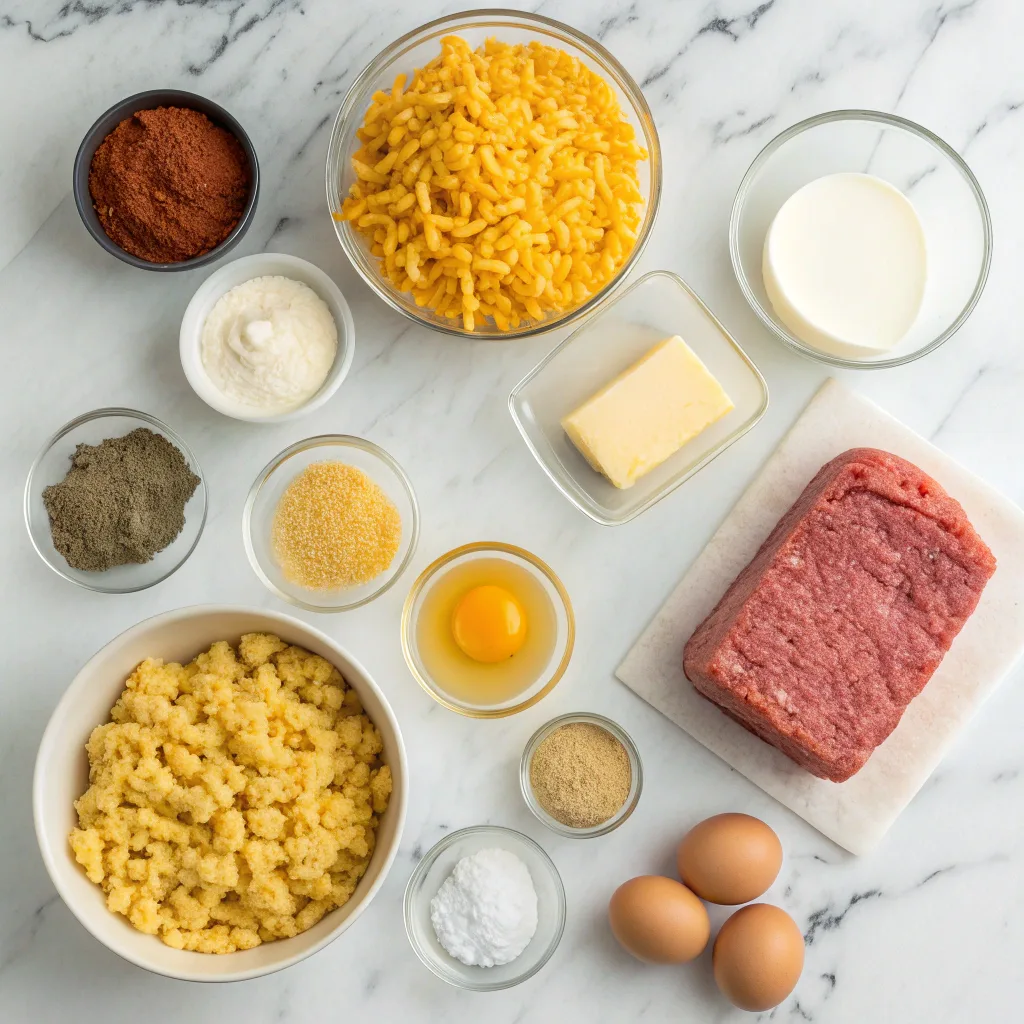 Ingredients for Mac and Cheese Meatloaf