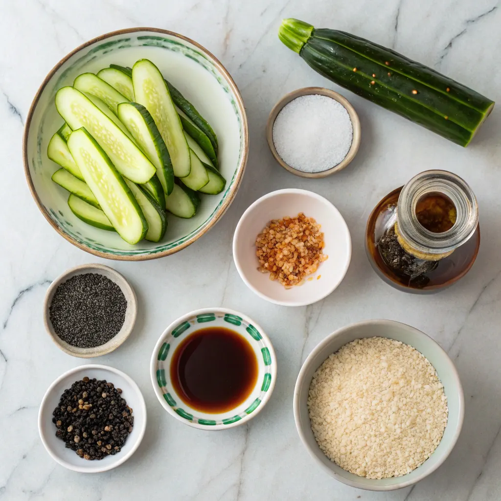 Ingredients for Japanese cucumber salad